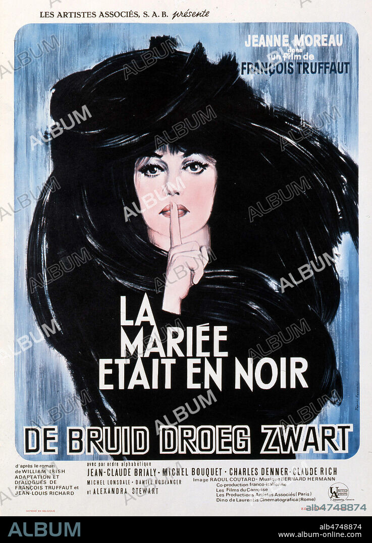 La mariee etait en noir. Affiche du film realise en 1968par Francois TRUFFAUT avec Jeanne MOREAU. Illustration de Rene FERRACCI (1927-1982). ADAGP. Credit : Coll. Perron/KHARBINE-TAPABOR.
