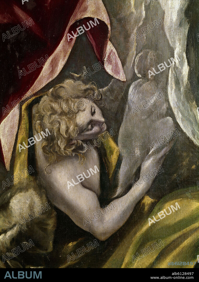 EL GRECO. EL ENTIERRO DEL CONDE ORGAZ - DETALLE DEL ANGEL CON EL ALMA DEL CONDE ORGAZ - 1586/1588 - O/L - MANIERISMO ESPAÑOL - Conj nº 282.