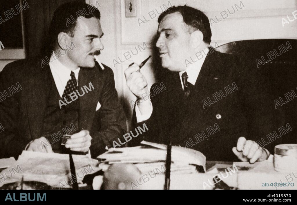 Thomas E Dewey with Fiorello H La Guardia, Mayor of New York, late 1930s. Dewey (1902-1971) was appointed Special Prosecutor to lead the fight against crime and corruption in New York. In 1937 he was elected District Attorney of New York County. Dewey's successful prosecution of the mobster 'Lucky' Luciano made him a national celebrity. He later went on to serve as Governor of the state of New York (1943-1954) and was the unsuccessful Republican candidate for the US Presidency in 1944 and 1948. La Guardia (1882-1947) served as Mayor of New York City from 1934 until 1945. He was a strong supporter of President Roosevelt's New Deal and his leadership of New York's recovery from the Great Depression earned him national acclaim.