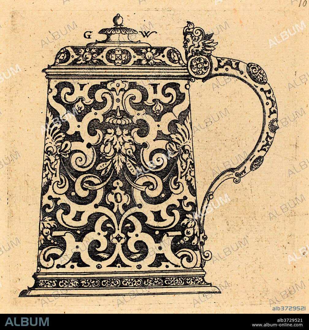GEORG WECHTER I. Large jug, the handle formed by a snake. Dated: published 1579. Medium: engraving.