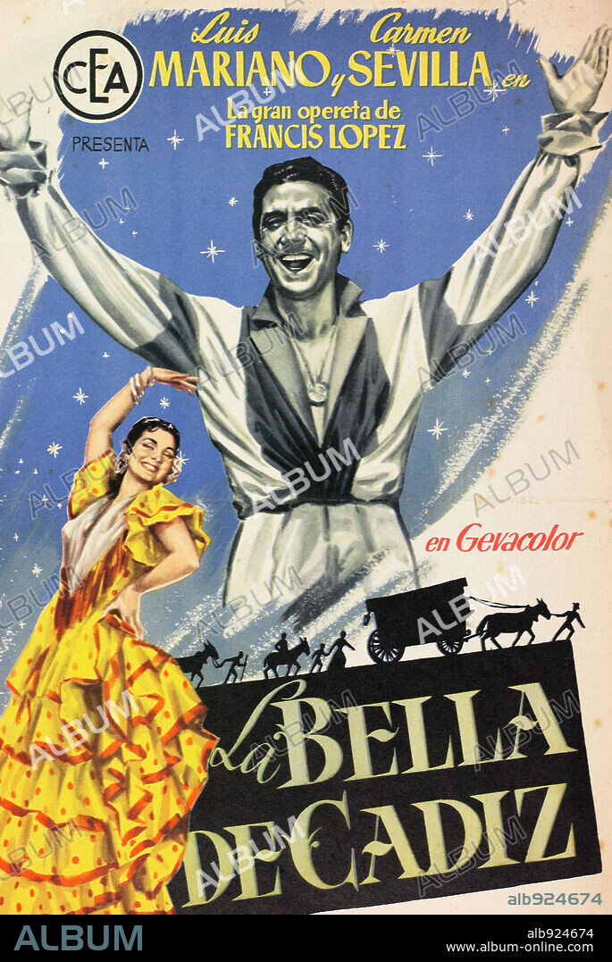 Affiche de LA BELLE DE CADIX, 1953, réalisé par EUSEBIO FERNANDEZ ARDAVIN et RAYMOND BERNARD. Copyright CEA.
