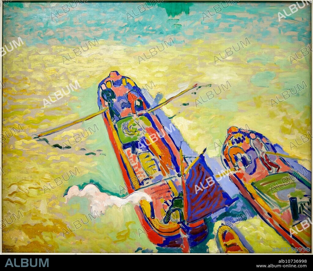 ANDRÉ DERAIN. "Les Deux Péniches", 1906, André Derain, Centre Pompidou, Paris, France, Europe.