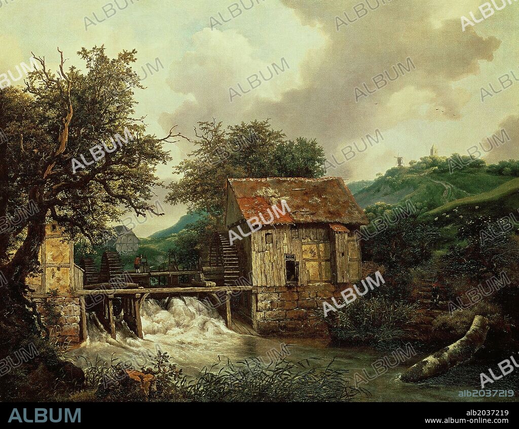 JACOB ISAACKSZ VAN RUISDAEL. Jacob Ruysdael / 'Two Watermills', 1650-1652, Oil on canvas, 87 x 111 cm.