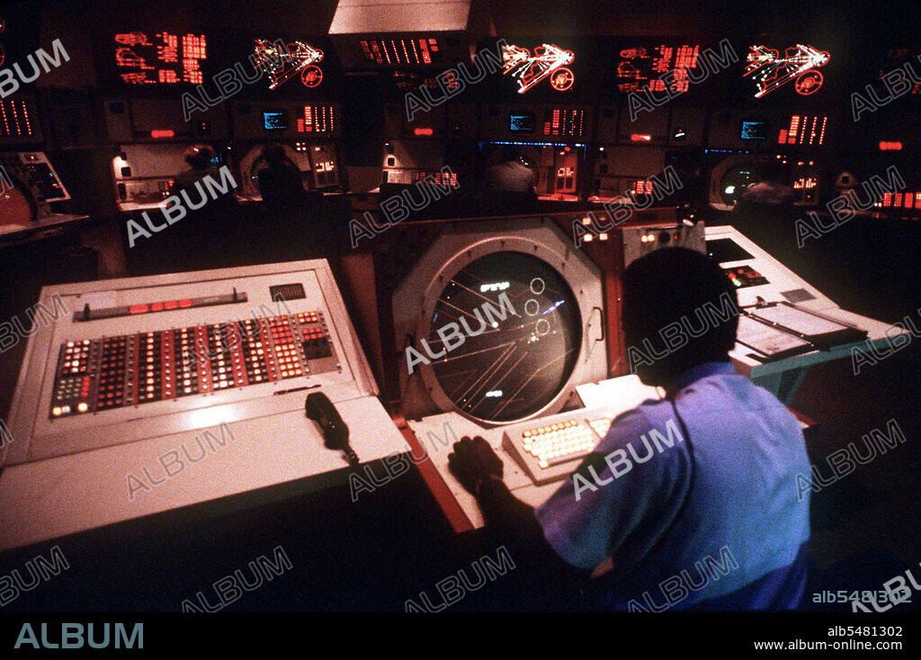 An air traffic controller monitors a radar screen in the Berlin Aircraft Traffic Control Center at Tempelhof Central Airport..