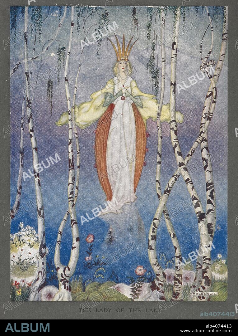 CHRISTINE CHAUNDLER and MACKENSIE. The Lady of the Lake. The sword Excalibur. Arthur and his Knights ... Illustrated by Mackenzie. London : Nisbet & Co., [1920]. Source: 12403.bb.6 frontispiece.