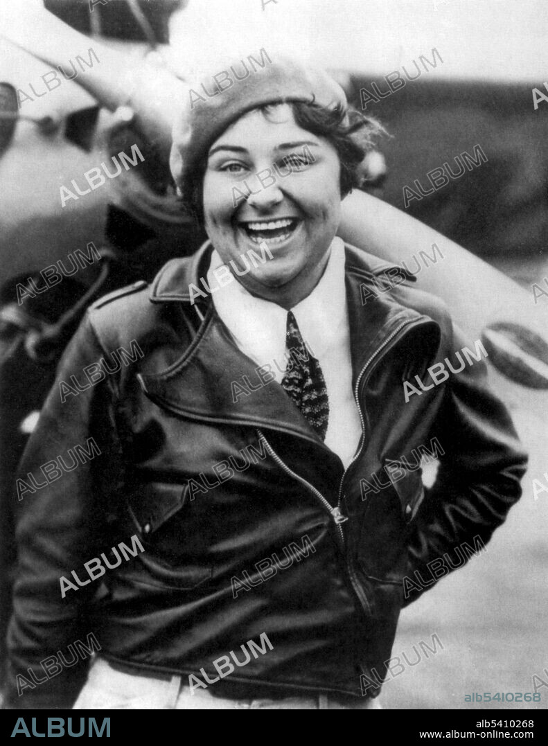 Florence Lowe (Pancho) Barnes (July 22, 1901 - March 30, 1975) was a pioneer aviator, the founder of the first movie stunt pilots' union. In 1930, she broke Amelia Earhart's air speed record. Barnes raced in the Women's Air Derby and was a member of the Ninety-Nines. In later years, she was known as the owner of the Happy Bottom Riding Club, a bar and restaurant in the Mojave Desert, Southern California, catering to the legendary test pilots and aviators who worked nearby. No photographer credited, undated (cropped and cleaned).