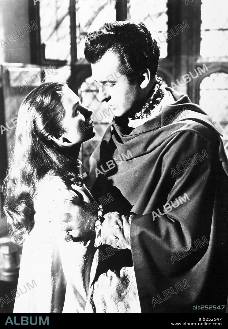JEAN SIMMONS and STEWART GRANGER in YOUNG BESS, 1953, directed by GEORGE SIDNEY. Copyright M.G.M.