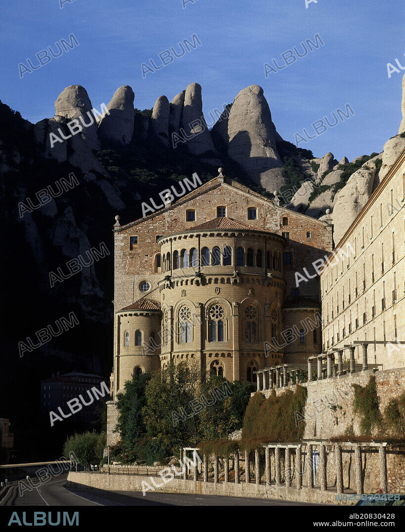 FRANCISCO DE PAULA VILLAR (1860-1927). ABSIDE DE LA IGLESIA DEL MONASTERIO DE MONTSERRAT - SIGLO XIX - NEORROMANICO ESPAÑOL.