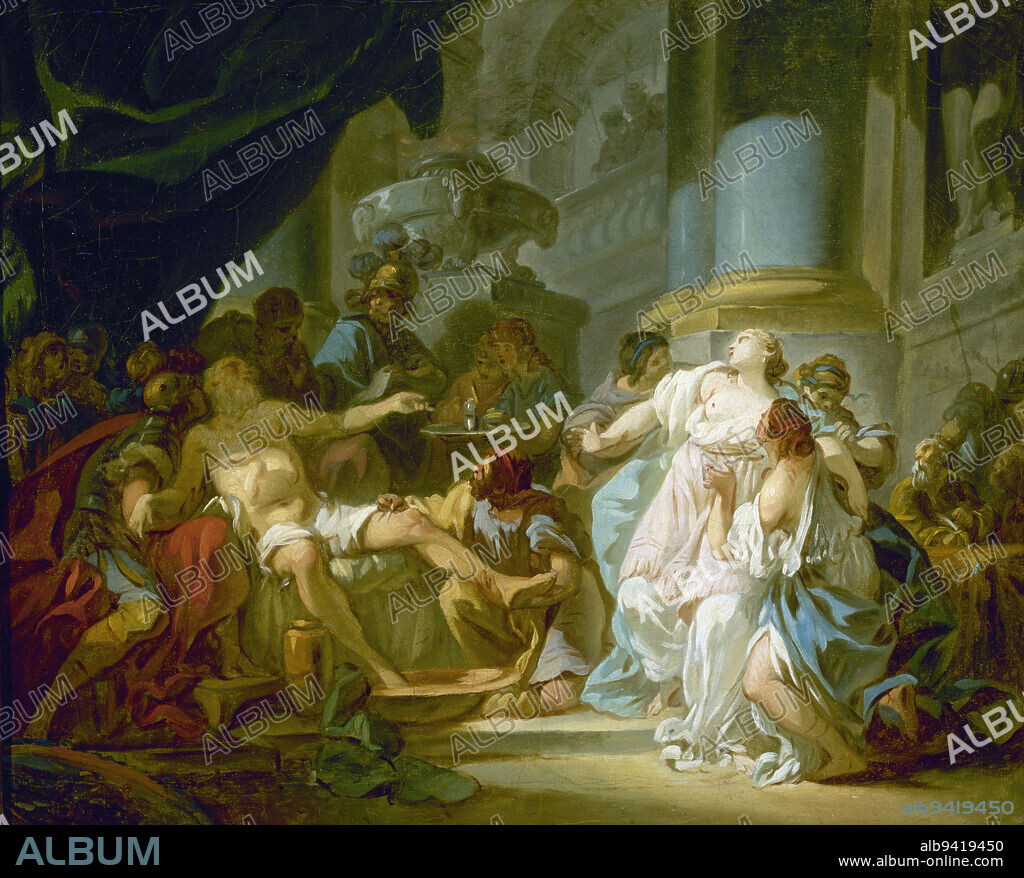 The Death of Seneca, David, Jacques-Louis, Painter, In 1773, 3rd quarter of the 18th century, Petit Palais Garden Level Room 12, Painting, Picture, Oil paint, Canvas (material), Dimensions - Work: Height: 43 cm, Width: 53 cm, Dimensions - Frame: Height: 62.8 cm, Width: 72.5 cm, Thickness: 5.5 cm.