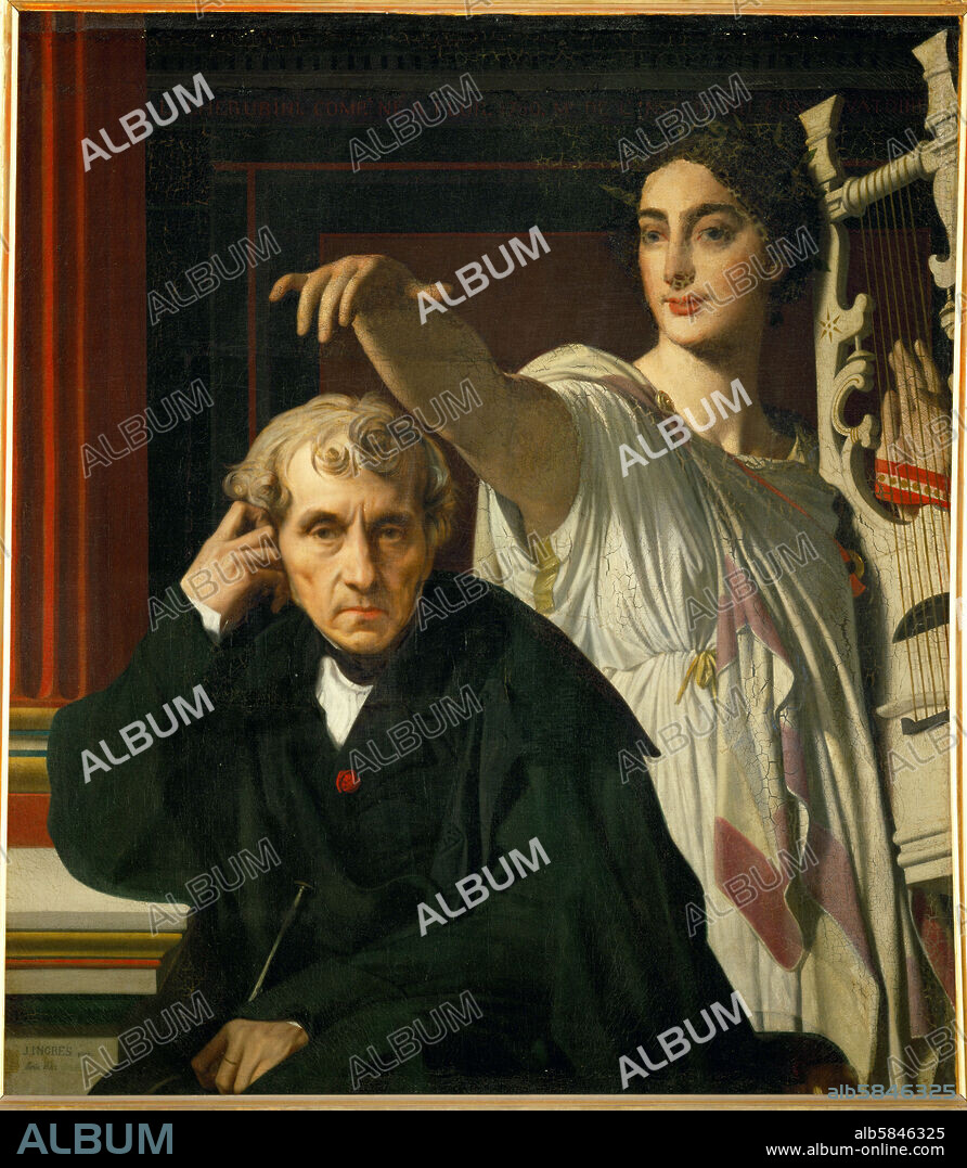 JEAN AUGUSTE DOMINIQUE INGRES. Composer Luigi Cherubini (1760-1842) and Muse. Oil on canvas (1842) 105 x 94 cm Inv. 5423.