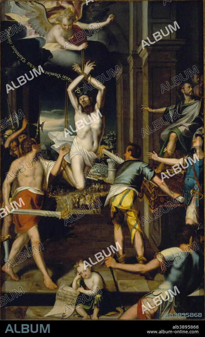 BALTASAR DE ECHAVE ORIO. El martirio de san Ponciano / The Martyrdom of Saint Pontianus. Date/Period: Ca. 1612. Painting. Oil on panel. Height: 2,543 mm (100.11 in); Width: 1,610 mm (63.38 in).