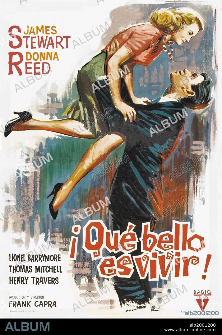 Poster de QUÉ BELLO ES VIVIR, 1946 (IT'S A WONDERFUL LIFE), dirigida por FRANK CAPRA. Copyright RKO.