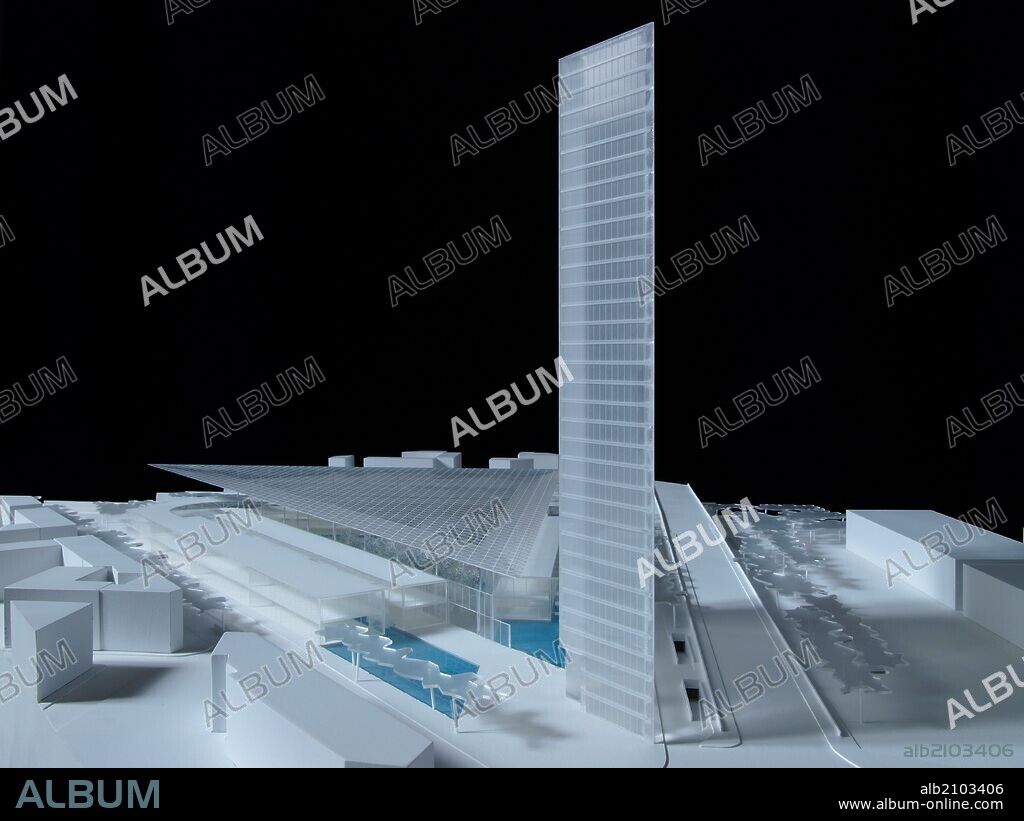 MAQUETA DE MERCADO DE FRUTAS Y VERDURAS. ARQUITECTO: JULIO AGUINAGA.