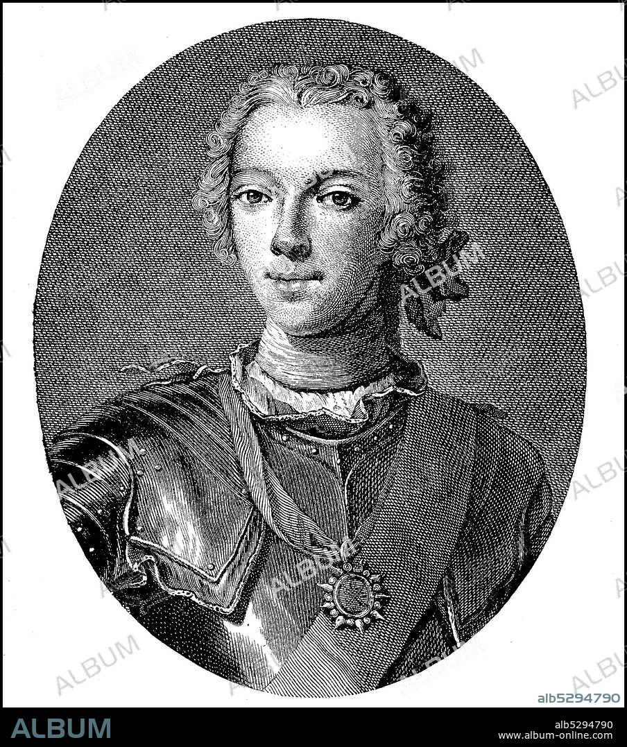 Charles Edward Louis Philip Casimir Stuart, Prionnsa Teàrlach Eideard Stiùbhart, December 31, 1720 - January 31, 1788, was the son of James Francis Edward Stuart, the exiled pretender to the throne of Great Britain and Ireland, and the Polish Princess Maria Clementina Sobieska , He achieved fame after his attempted invasion of Britain as Bonnie Prince Charlie  /  Charles Edward Louis Philip Casimir Stuart, Prionnsa Teàrlach Eideard Stiùbhart, 31. Dezember 1720 - 31. Januar 1788, war der Sohn von James Francis Edward Stuart, des im Exil lebenden Thronprätendenten auf den Thron Großbritanniens und Irlands, und der polnischen Prinzessin Maria Clementina Sobieska. Berühmtheit erlangte er nach seiner versuchten Invasion Großbritanniens als Bonnie Prince Charlie, Historisch, historical, digital improved reproduction of an original from the 19th century / digitale Reproduktion einer Originalvorlage aus dem 19. Jahrhundert,.