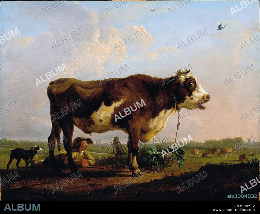 BALTHAZAR PAUL OMMEGANCK. A Bull. Date/Period: Before 1785. Painting. Oil on panel Oil. Height: 387 mm (15.23 in); Width: 502 mm (19.76 in).