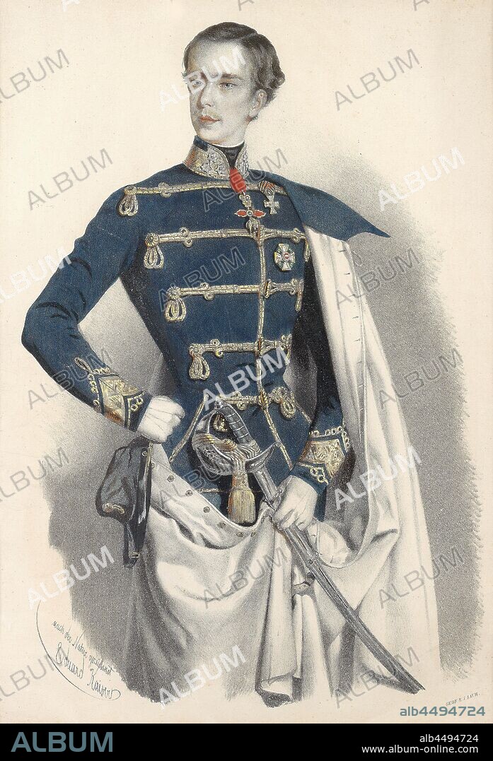 EDUARD KAISER. Portrait of Emperor Franz Joseph I of Austria, in Hungarian uniform.