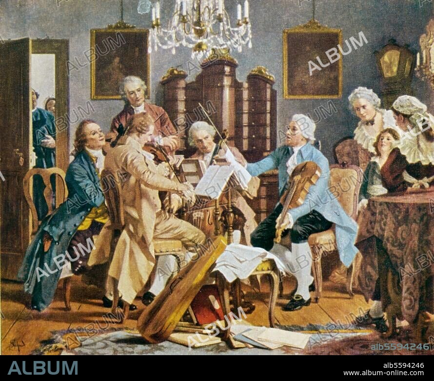 Haydn, Josef Komponist 1732-1809. "Haydn-Quartett". Gemälde von Julius Schmid (1854-1935).