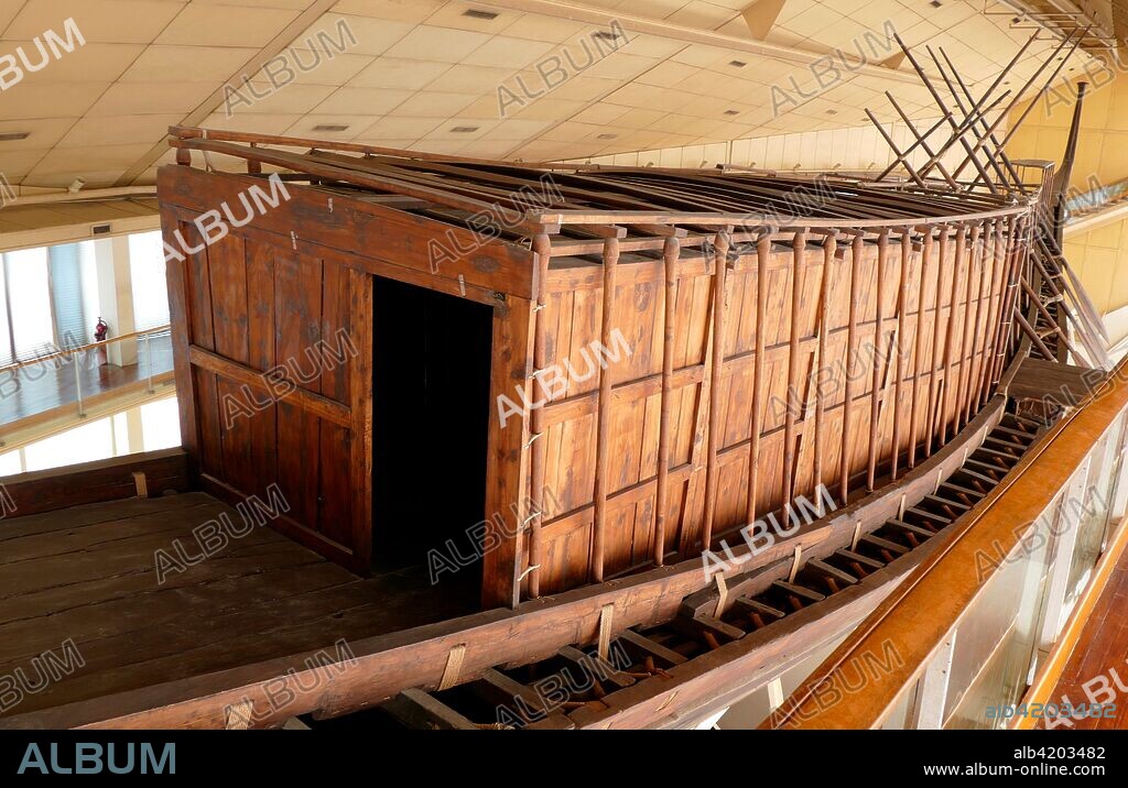 The Khufu ship. (Solar Ship). from Ancient Egypt. was sealed into a pit in the Giza pyramid complex. at the foot of the Great Pyramid of Giza. around 2500 BC. The ship now is preserved in the Giza Solar boat museum. The ship was almost certainly built for Khufu (King Cheops). the second pharaoh of the Fourth Dynasty of the Old Kingdom of Egypt.