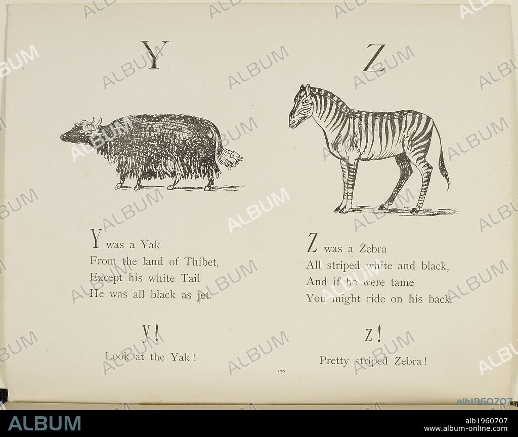 Yak and Zebra Illustrations and verses from Nonsense Alphabets drawn and written by Edward Lear. . Nonsense Botany, and Nonsense Alphabets, Fifth edition. Frederick Warne & Co.: London & New York, 1889. Source: Cup.400.a.42 100. Language: English.