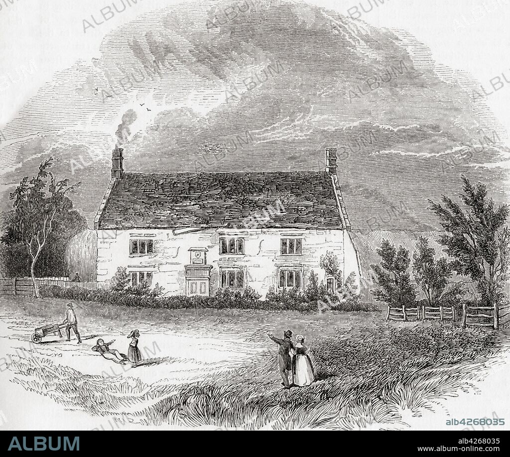 Woolsthorpe Manor,  Woolsthorpe-by-Colsterworth,  Lincolnshire,  England The birthplace of Sir Isaac Newton Sir Isaac Newton,  1642 – 1726/27 English mathematician,  astronomer,  theologian,  author and physicist From Old England: A Pictorial Museum,  published 1847.