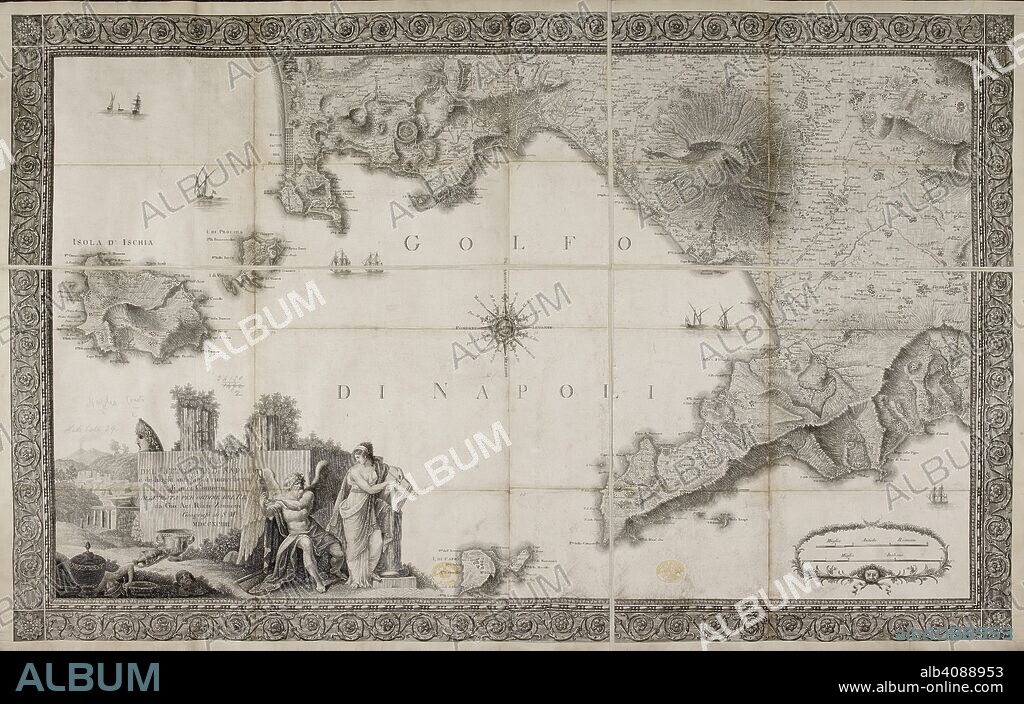 GIOVANNI ANTONIO RIZZI ZANNONI. Map of the Gulf of Naples. Carta del Littorale di Napoli e de Luoghi antichi piuÌ€ rimarchevoli di quei Contorni. Naples, 1794. Source: Maps*24130.(2). Language: Italian.