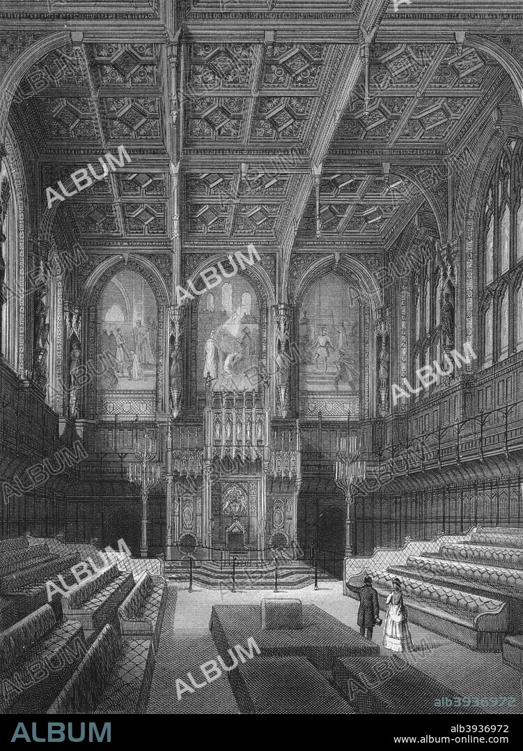 Interior of the House of Lords, Palace of Westminster, London c1878 (1878). From Old and New London Illustrated, Vol IV, by Edward Walford. [Cassell Petter & Galpin, London, Paris & New York, 1878].