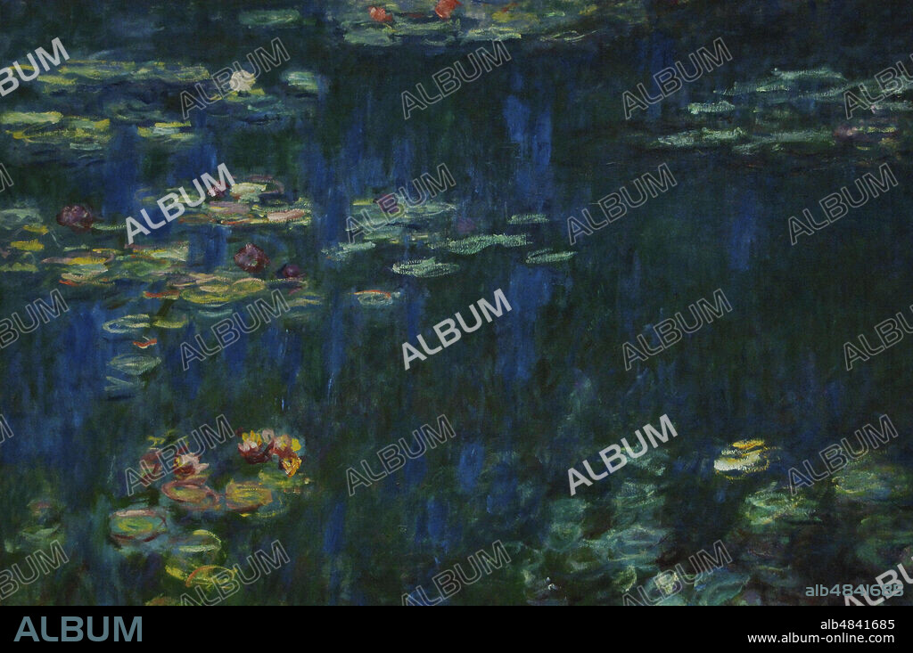 Claude Monet (1840-1926). Pintor impresionista francés. Serie Nenúfares. Reflejos verdes, hacia 1915-1926. Óleo sobre lienzo. Detalle. Museo de l'Orangerie. París. Francia.