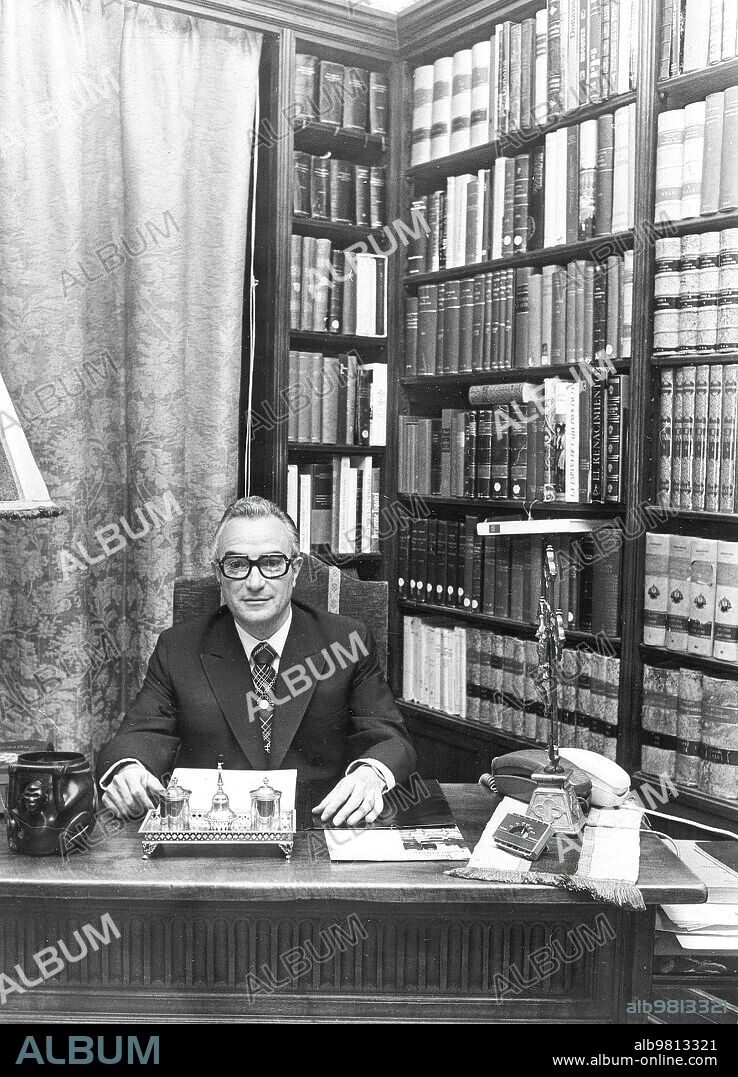 March 1977. Rafael Cabello De Alba Y Gracia in his office.
