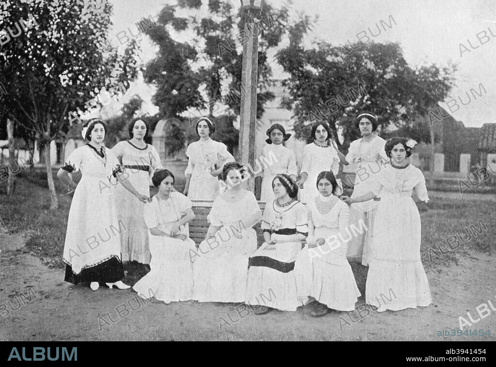 Group of Paraguayan women, Carapegua, Paraguay, 1911. A print from Picturesque Paraguay by Alexander K MacDonald, Charles H Kelly, London, 1911.