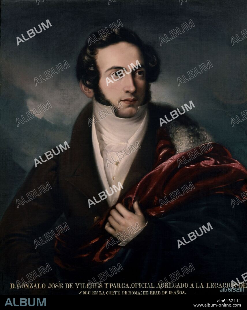 JOSE DE MADRAZO Y AGUDO. GONZALO DE VILCHES,I CONDE DE VILCHES-L.0,75X0,63-HACIA 1827.