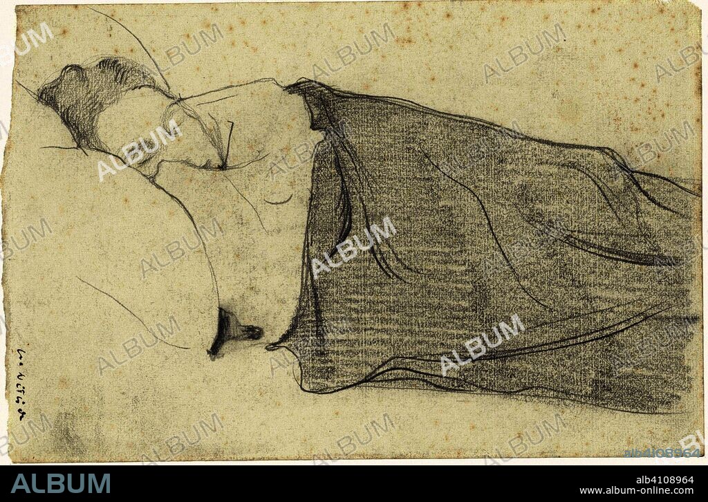 RICHARD NICOLAUS ROLAND HOLST. Richard Roland Holst's wife in bed. Draughtsman: Richard Roland Holst. Dating: 1878 - 1938. Measurements: h 116 mm × w 176 mm.