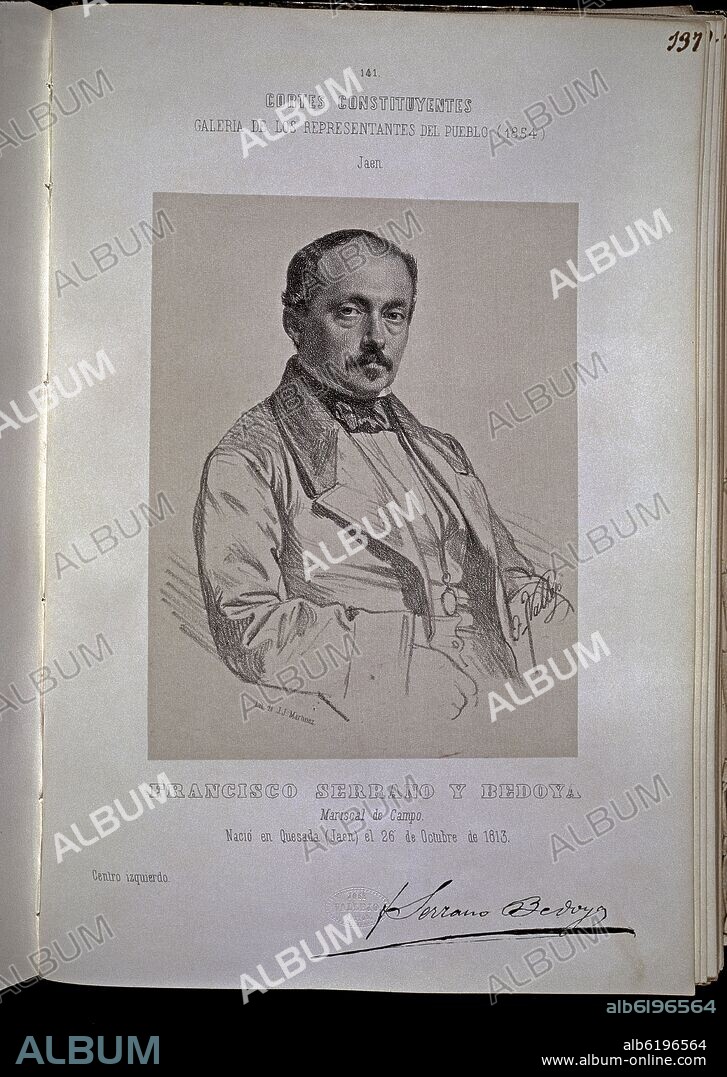 JOSE VALLEJO Y GALEAZO. CORTES CONSTITUYENTES - GALERIA DE REPRESENTANTES - 1854 - FRANCISCO SERRANO Y BEDOYA (JAEN) - PG 197.