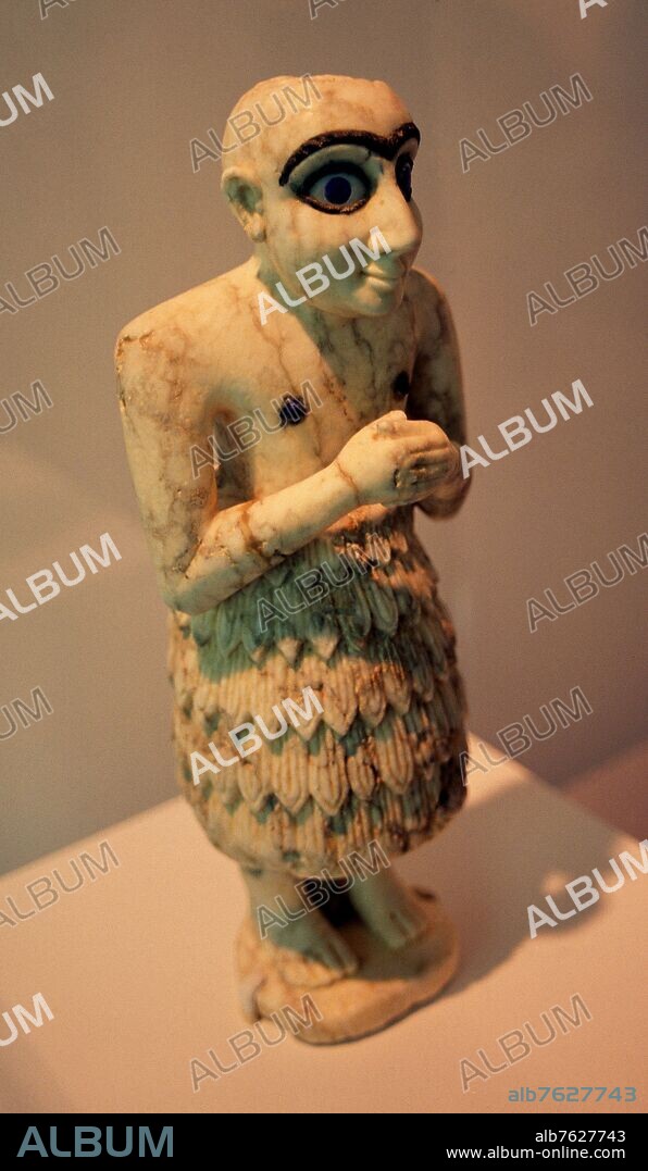 ESTATUILLA DE EANNATUM/IRAK-SUMERIO 2600/2450 AC-ALABASTRO-LAPISLAZULI-MADREPERLA.