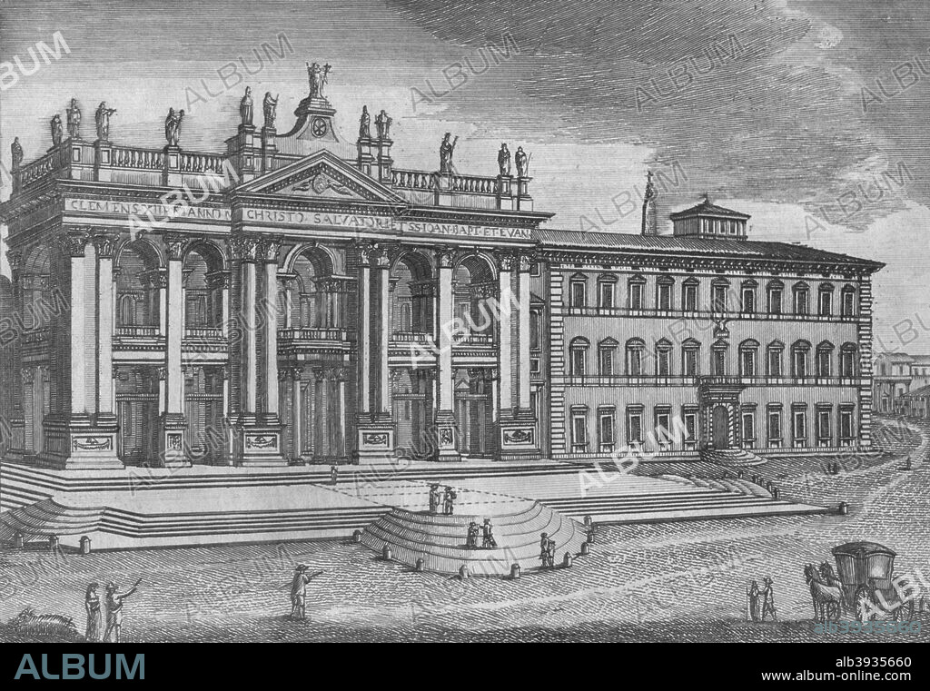 'Basilica di San Giovanni in Laterano. Basilique de St. Jean de Latran)', c19th century. (Basilica of St. John Lateran). One of four major basilicas of Rome, built on Mount Lateran and considered the mother in antiquity and dignity of all churches of Rome and the world. The Basilica of St. John Lateran was built between 320 and 324AD and popes have resided in the Lateran Palace next door for over ten centuries.