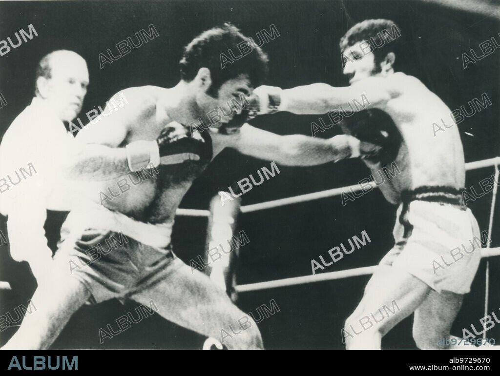 Barcelona, 29/09/1972. Última velada oficial de boxeo en el Gran Price, con la pelea valedora para el título de España de los pesos ligeros entre el campeón, el boxeador Kid Tano y el aspirante Bossi González.