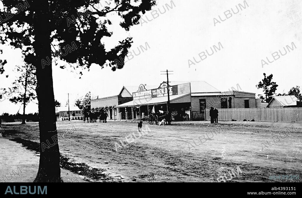 Negative - Ouyen, Victoria, 1916, Oke Street, with A. Valentine Bakery and Ben Oke, General Merchant.