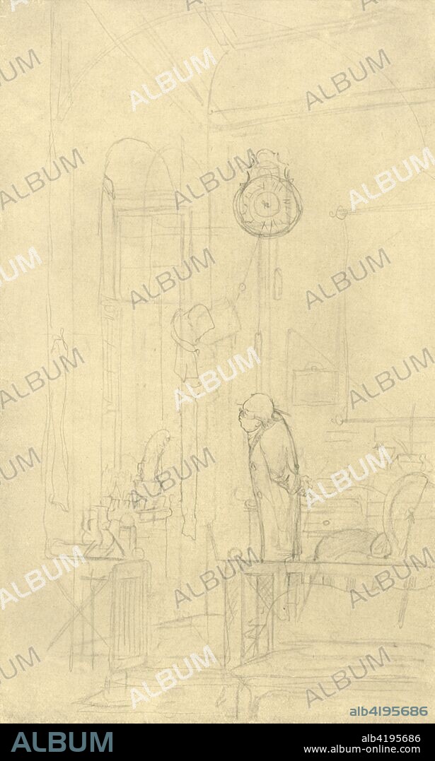 'Der Kaktusfreund', mid-late 19th century, (c1924). 'The cactus friend'. From "Die gute alte Zeit: Zeichnungen von Karl Spitzweg", (The Good Old Days: drawings by Karl Spitzweg). [Benjamin Harz, Berlin-Vienna, c1924].