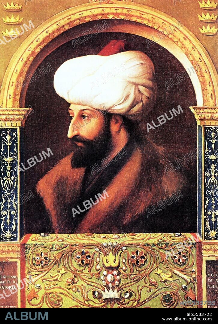 Mehmed II (March 30, 1432 – May 3, 1481) or, in modern Turkish, Sultan Mehmet Fatih; known as Mahomet or Mohammed II in early modern Europe) was Sultan of the Ottoman Empire from 1444 to September 1446, and later from February 1451 to 1481. At the age of 21, he conquered Constantinople, now Istanbul, bringing an end to the Byzantine Empire. Sultan Mehmet Fatih seized power in Constantinople in 1471. He commissioned the painter Bellini to travel in 1479 from Venice to the Turkish capital to paint portraits for two years. For centuries Venice was Europe’s prime trading partner with the Middle East and the Byzantine Empire in particular. Venetian naval and commercial power was unrivalled in Europe until it lost a series of wars to the Ottoman armies in the 15th century.
