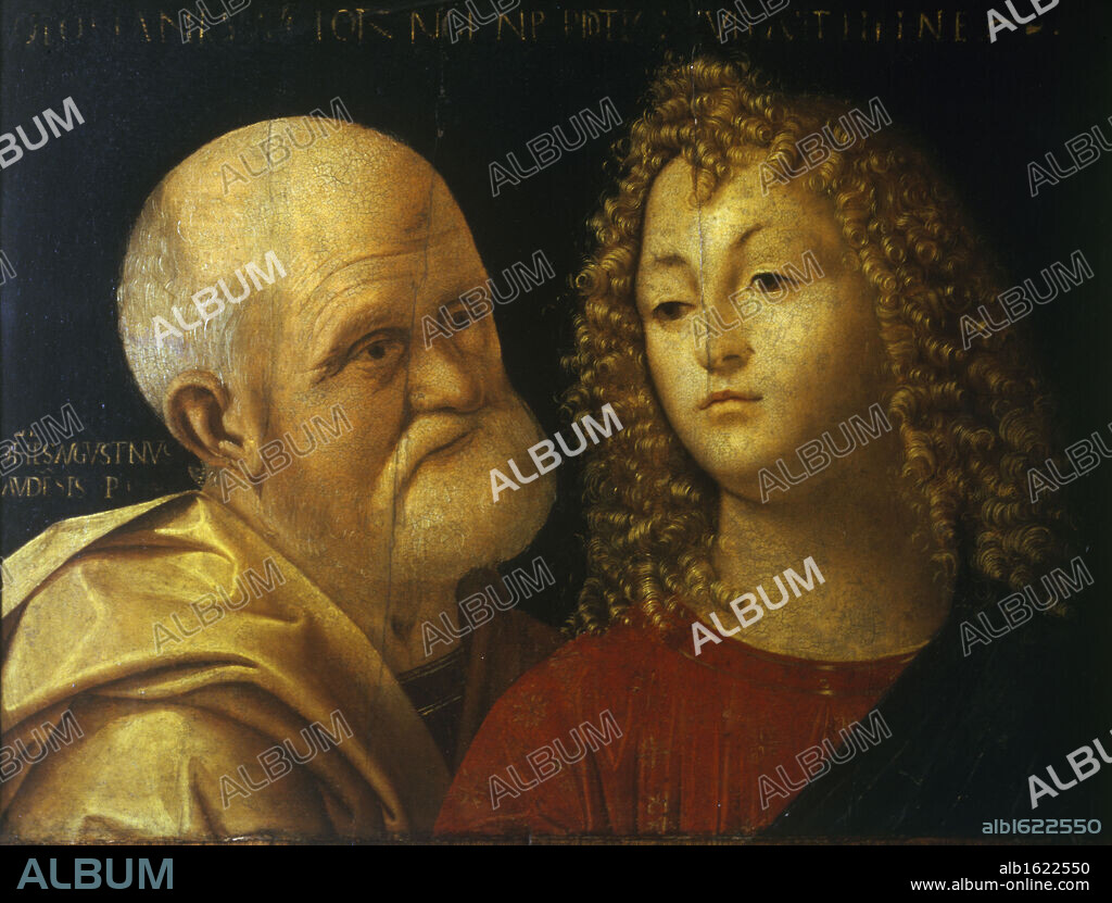 Saint Peter and Saint John the Evangelist by Giovanni Agostino da Lodi,  oil on board,  16th century,  Italy,  Milan,  Pinacoteca di Brera.