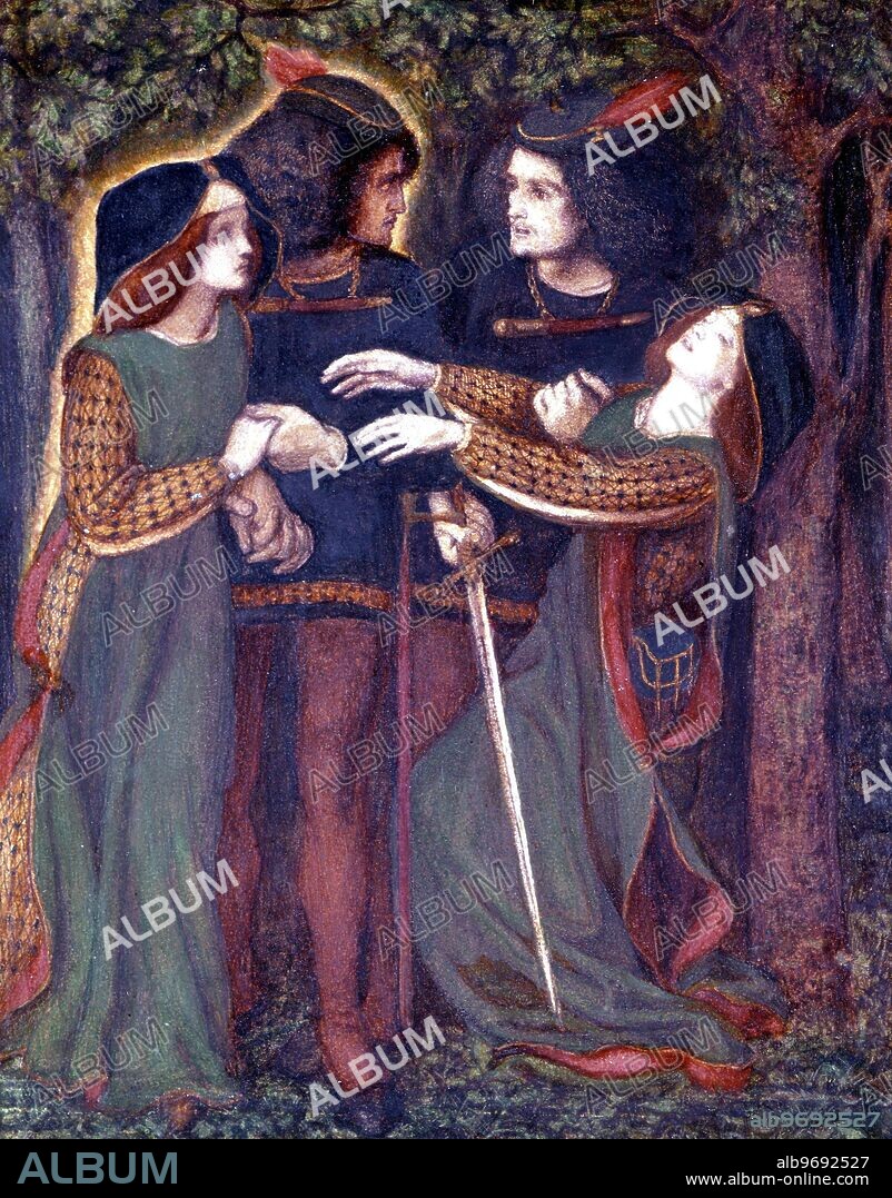 How They Met Themselves - 1850-60. by Rossetti. in the Fitzwilliam Museum, University of Cambridge, UK. Dante Gabriel Rossetti (May 12, 1828 - April 10, 1882) was an English poet, painter and translator. ©TopFoto.