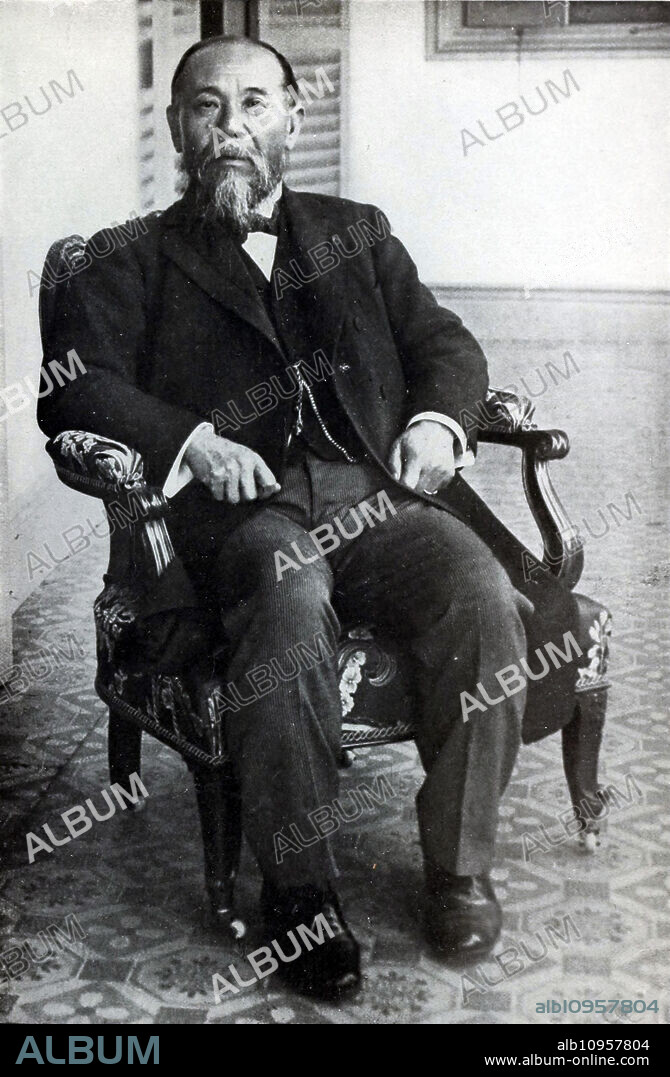 Prince Ito Hirobumi (16 October 1841 - 26 October 1909), born as Hayashi Risuke and also known as Hirofumi, Hakubun and briefly during his youth as Ito Shunsuke, was a Japanese politician, Prime Minister and preeminent member of Japan's genro, an elite group of senior statesmen who dominated the Meiji oligarchy. After Japan emerged victorious over Russia, the ensuing Japan-Korea Treaty of 1905 made Ito the first Japanese Resident-General of Korea.