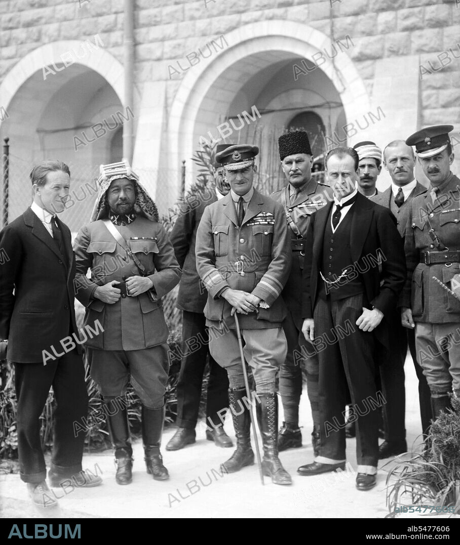 Abdullah I bin al-Hussein, King of Jordan [Abd Allah ibn al-Husayn], February 1882 20 July 1951, born in Mecca, Second Saudi State, (in modern-day Saudi Arabia) was the second of three sons of Sherif Hussein bin Ali, Sharif and Emir of Mecca and his first wife Abdiyya bint Abdullah (d. 1886). Lieutenant Colonel Thomas Edward Lawrence, CB, DSO (16 August 1888 19 May 1935), known professionally as T. E. Lawrence, was a British Army officer renowned especially for his liaison role during the Arab Revolt against Ottoman Turkish rule of 1916-18. The extraordinary breadth and variety of his activities and associations, and his ability to describe them vividly in writing, earned him international fame as 'Lawrence of Arabia'.