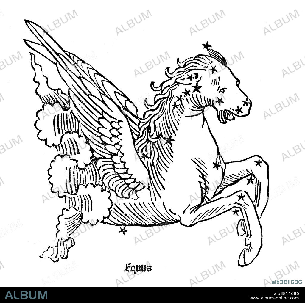 Equuleus is a constellation. Its name is Latin for, little horse, a foal. It was one of the 48 constellations listed by the 2nd century astronomer Ptolemy, and it remains among the 88 modern constellations defined by the International Astronomical Union. It is the second smallest of the modern constellations (after Crux), spanning only 72 square degrees. It is also very faint, having no stars brighter than the fourth magnitude. Poeticon astronomicon is a star atlas whose authorship is disputed. The work was originally attributed to the Roman historian Gaius Julius Hyginus (64 BC - AD 17). The book lists most of the constellations in the same order as Ptolemy's Almagest (2nd century AD) which has led many to believe that a more recent Hyginus created the text. The Poeticon astronomicon was not formally published until 1482, by Erhard Ratdolt. He commissioned a series of woodcuts, but the relative positions of the stars bear little resemblance to the descriptions given by Hyginus in the text or the actual positions of the stars in the sky.