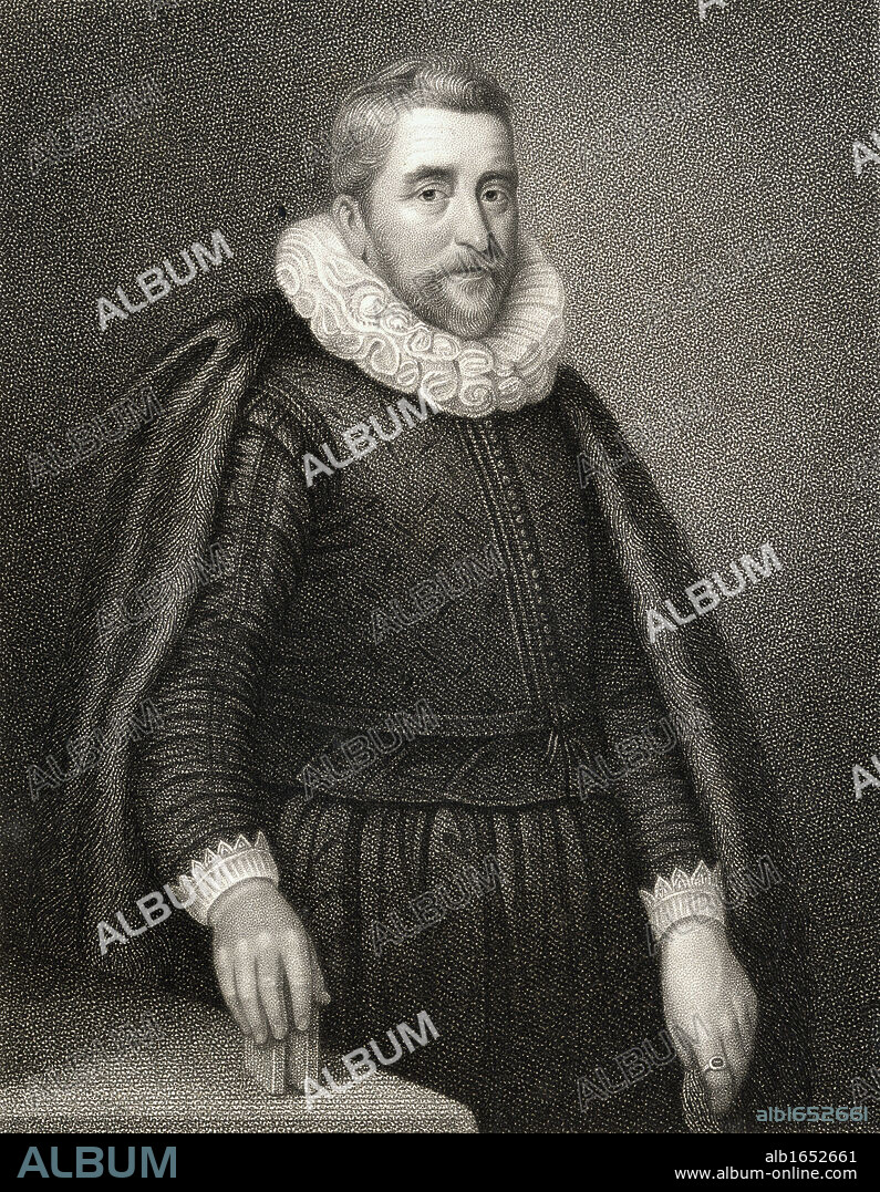 Sir Henry Wotton 1568-1639. English poet and diplomat. From the book 'Lodge's British Portraits' published London 1823.