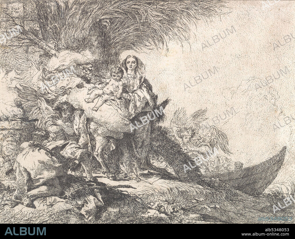GIANDOMENICO TIEPOLO. Joseph Adoring the Christ Child near a Smoking Altar, from the Flight into Egypt, 1752.