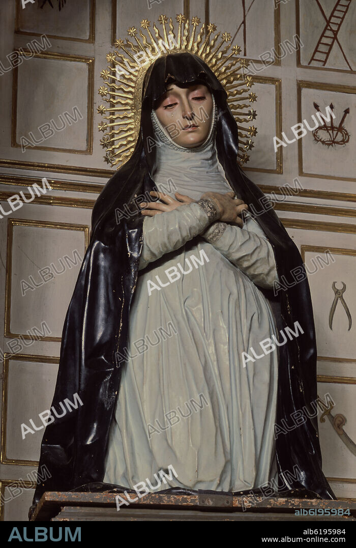 JOSE DE MORA (1655-1724). VIRGEN DE LA SOLEDAD-ESCULTURA POLICROMADA.