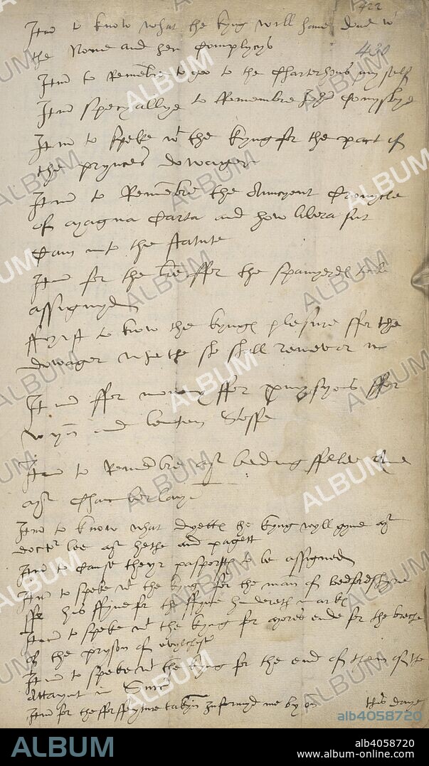 Thomas Cromwell (d. 1540) was Henry VIIIâ€™s chief minister, responsible for enforcing the Kingâ€™s religious settlement and for prosecuting those who opposed it. To help with his day-to-day work, Cromwell drew up lists, or â€˜remembrancesâ€™, of points to be followed up at court. In this â€˜remembranceâ€™ Cromwell noted in the seventh line, â€˜to Remembre the Auncyent Cronycle of Magna Carta and how libera sit cam[e] into the Statuteâ€™. Although undated, it is likely that this memorandum related to Cromwellâ€™s involvement in the trial of Sir Thomas More (1535), since More had invoked this very same clause of Magna Carta when refusing to swear the Oath of Supremacy to Henry VIII. Even if unconnected to Moreâ€™s trial, this document demonstrates that elite members of Henry VIIIâ€™s court were aware of the first clause of Magna Carta which confirmed the liberties of the English Church. Records and papers, temp . Henry VIII (1509â€“1547). 16th century. Source: Cotton Titus B. I, f.430.