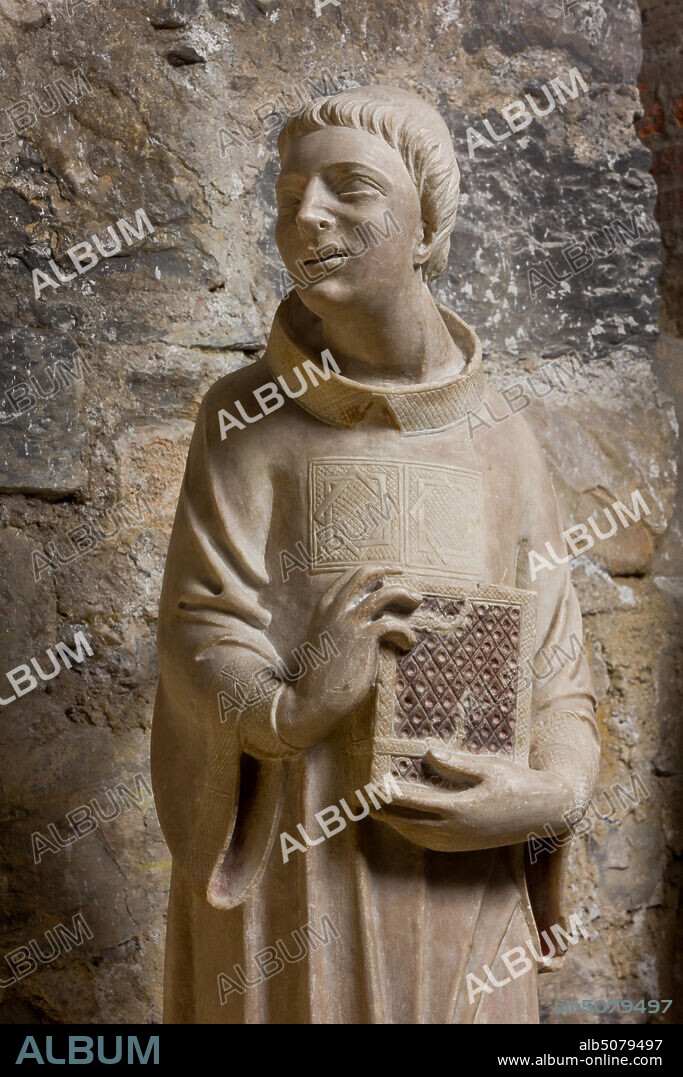 Genova, the Diocesan Museum: the funeral monument of Cardinal Luca Fieschi, by the worskhop of Giovanni di Balduccio from Pisa, about 1336.. Detail.