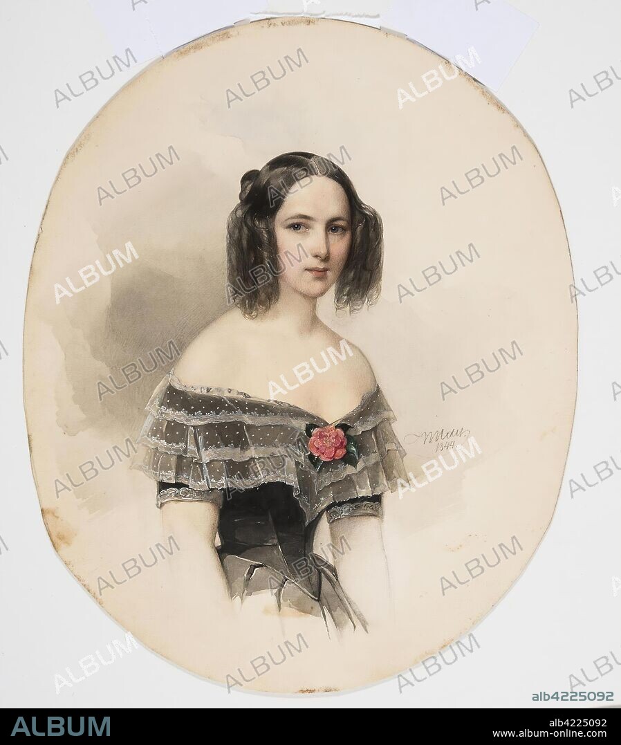 WOLDEMAR HAU. 'Portrait of Natalya Pushkina'. Russia, 1844. Dimensions: 20,8x17,2 cm.