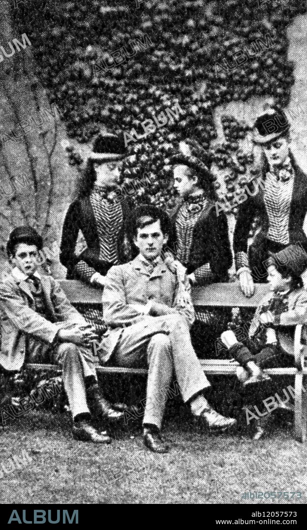 Lady Alice, Lady Beatrice and Lady Kathering in 1881, with their brothrs Lord John Thynne, Lord Weymouth and Lord Alexander Thynne. ©TopFoto.